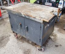 Steel work bench cabinet ** Locked and no key ** A937302