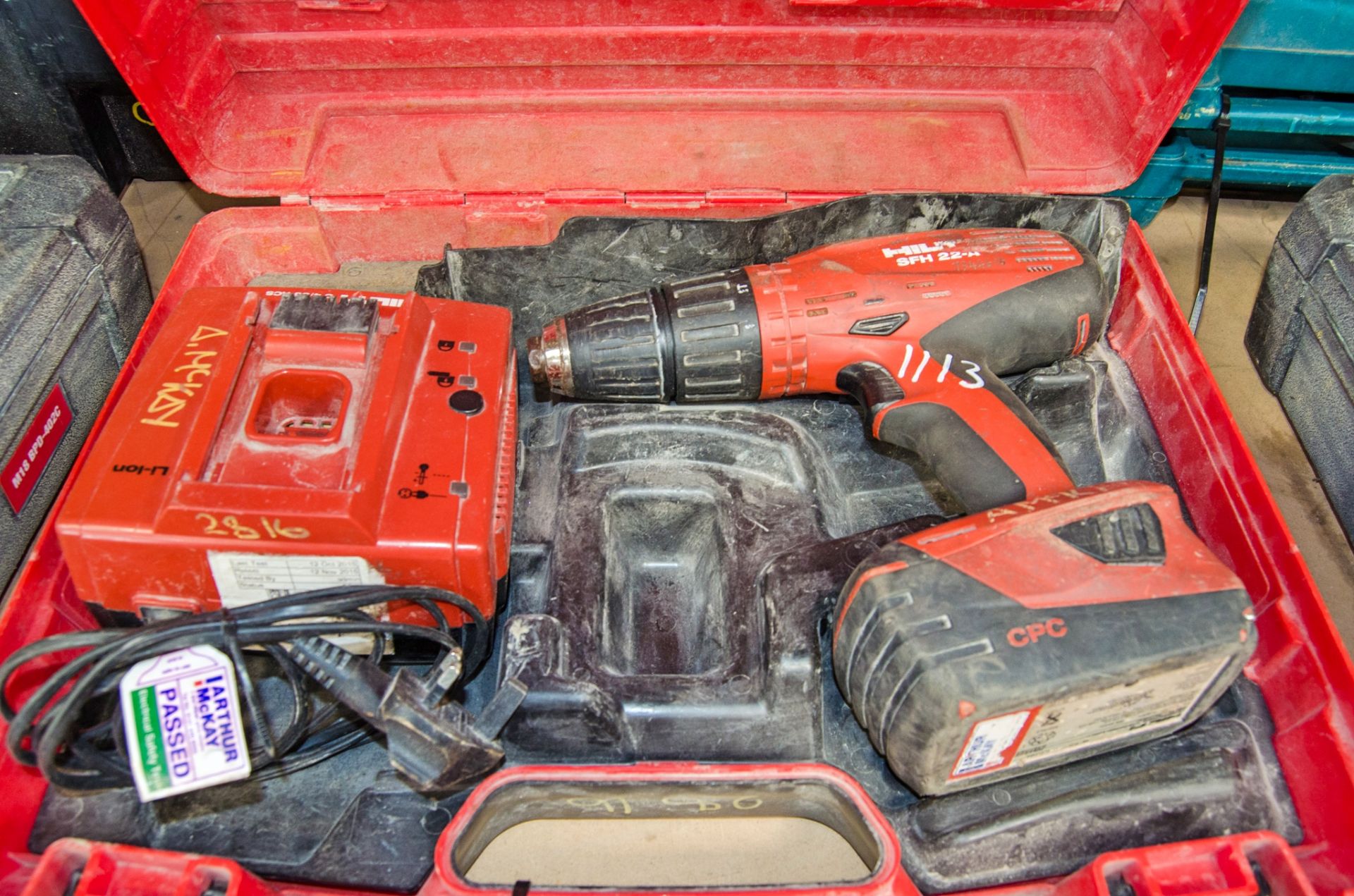 Hilti SFH22-A 22v cordless power drill c/w battery, charger and carry case AM2816