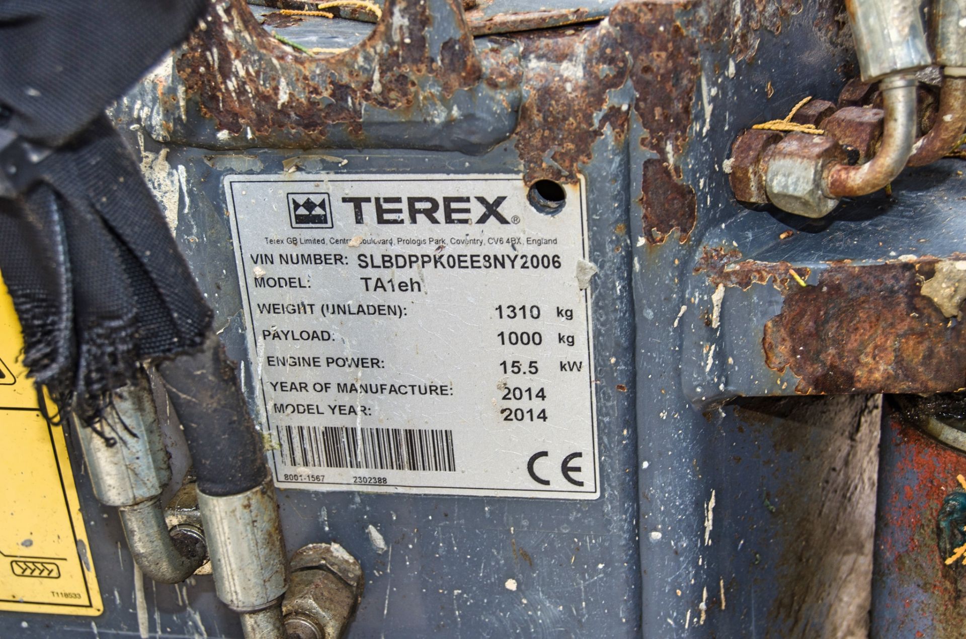 Terex TA1 EH 1 tonne hi-tip dumper Year: 2014 S/N: EE3NY2006 Recorded Hours: 1716 S8699 - Image 22 of 22