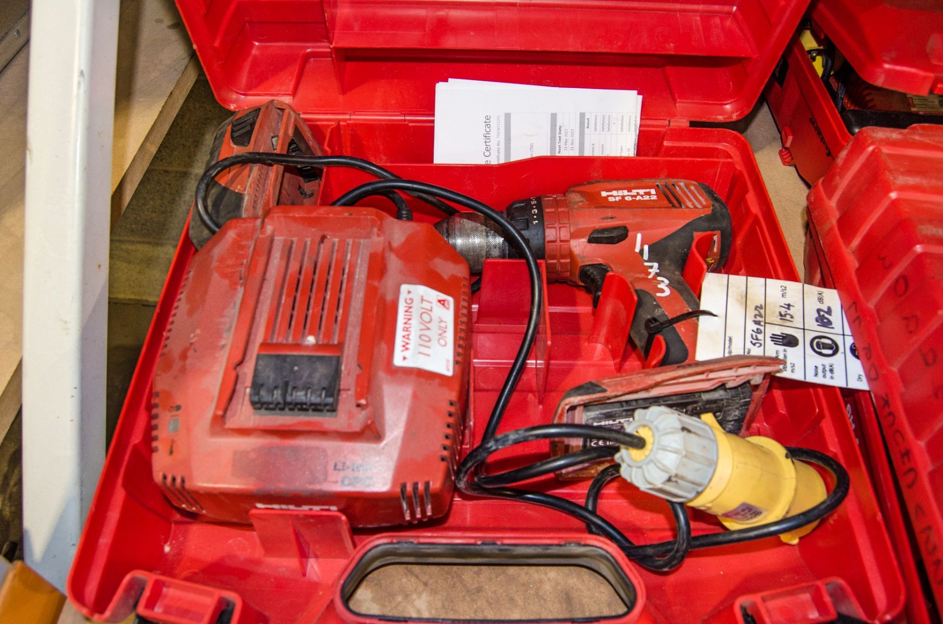 Hilti SF6-A22 22v cordless power drill c/w battery, charger and carry case A849804