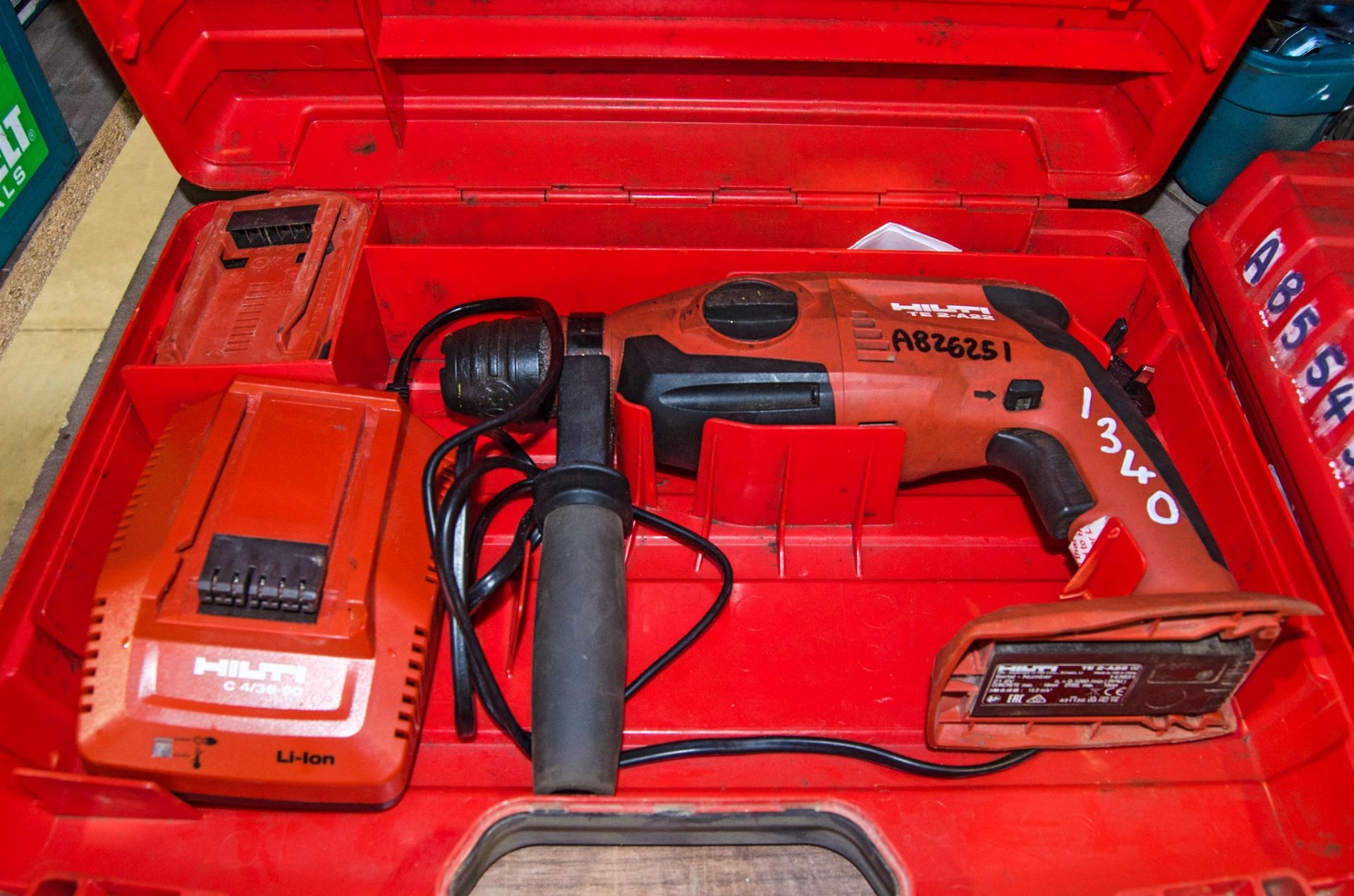 Hilti TE2-A22 22v cordless SDS rotary hammer drill c/w battery, charger and carry case A826251