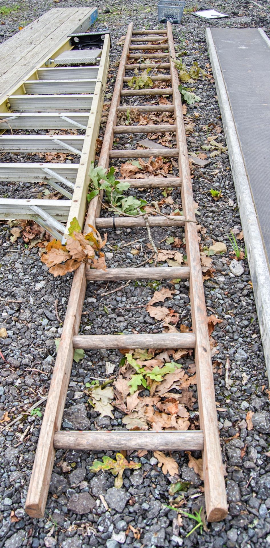 Wooden pole ladder