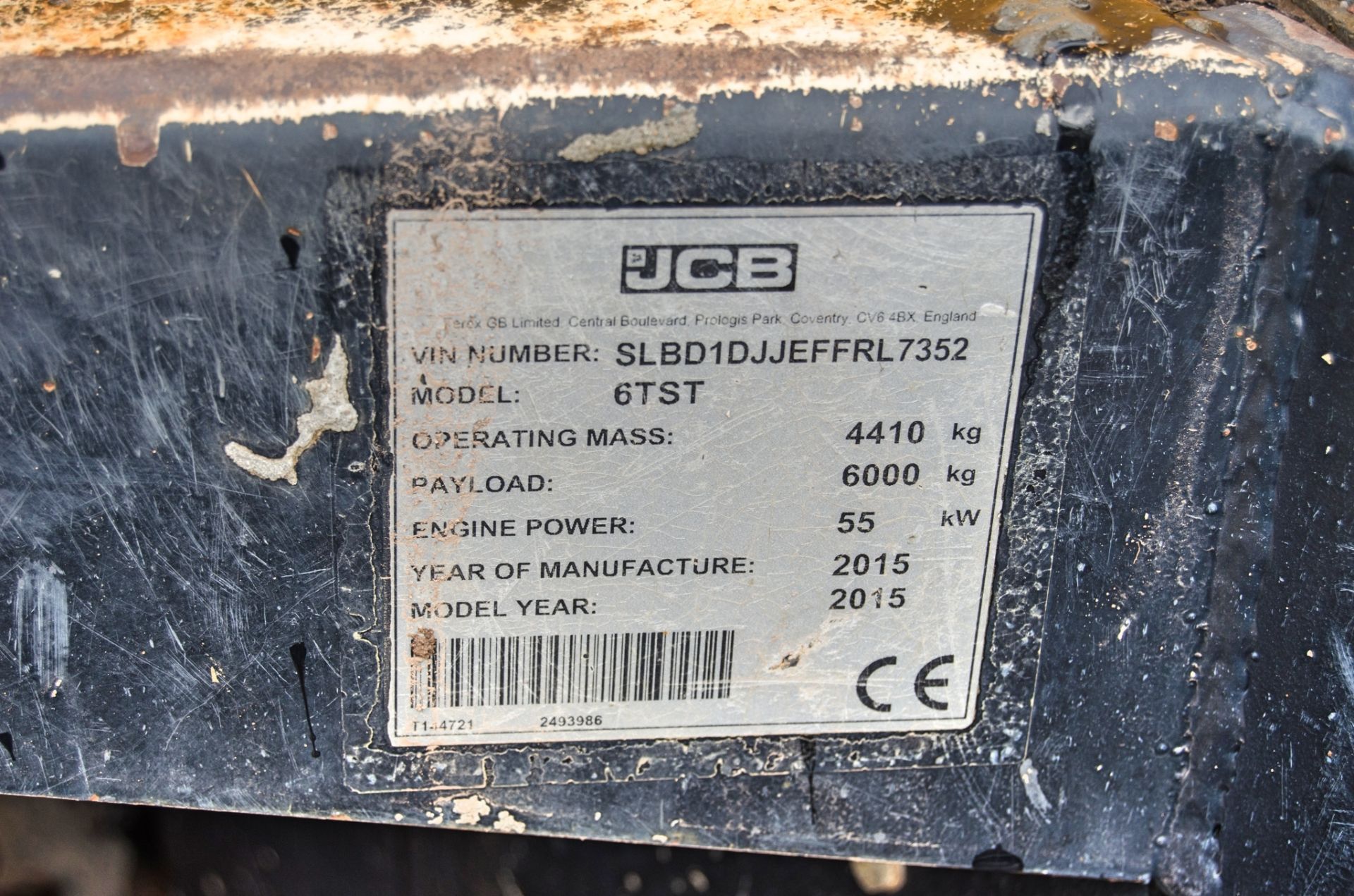 JCB 6 tonne swivel skip dumper Year: 2015 S/N: EFFRL7352 Recorded Hours: 1439 A667113 - Image 19 of 19