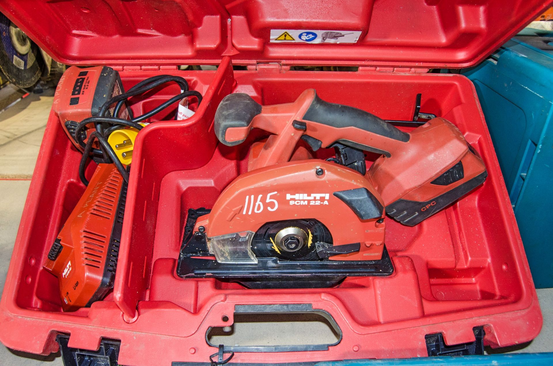 Hilti SCM 22-A 24v cordless circular saw c/w 2 - batteries, charger and carry case A675691