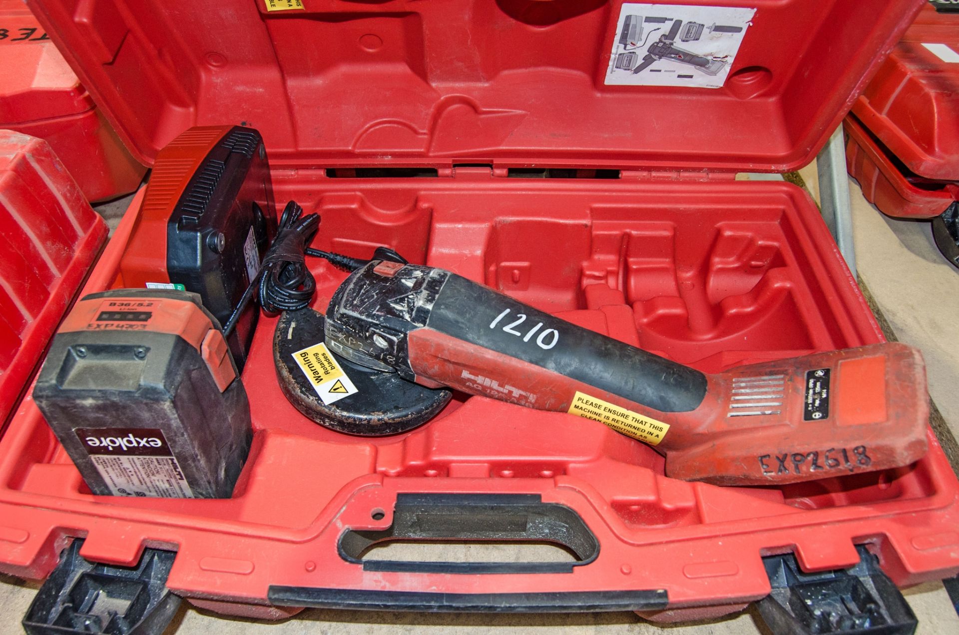 Hilti AG125-A36 36v cordless 125mm angle grinder c/w battery charger and carry case EXP2618