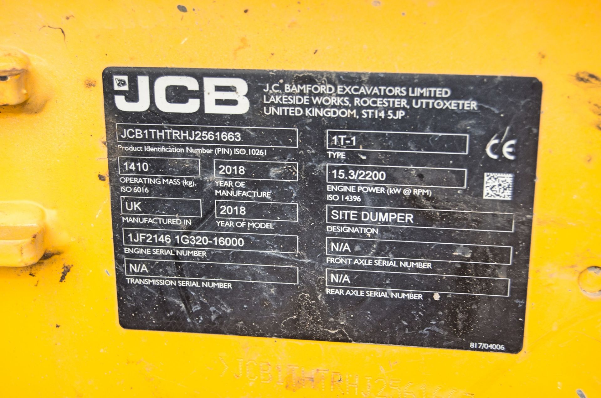 JCB 1T-1 1 tonne hi-tip dumper Year: 2018 S/N: 2561663 Recorded Hours: 663 3146432 - Image 22 of 22