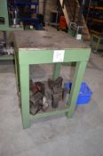 3 - various fabricated steel stands Each with heavy duty steel tops ** Not including contents **