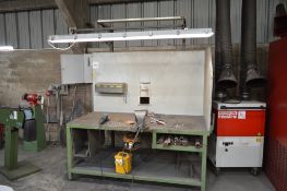 Fabricated steel work bench Approx. 1860mm x 915mm x 820mm high c/w Record No 24 engineer's vice,