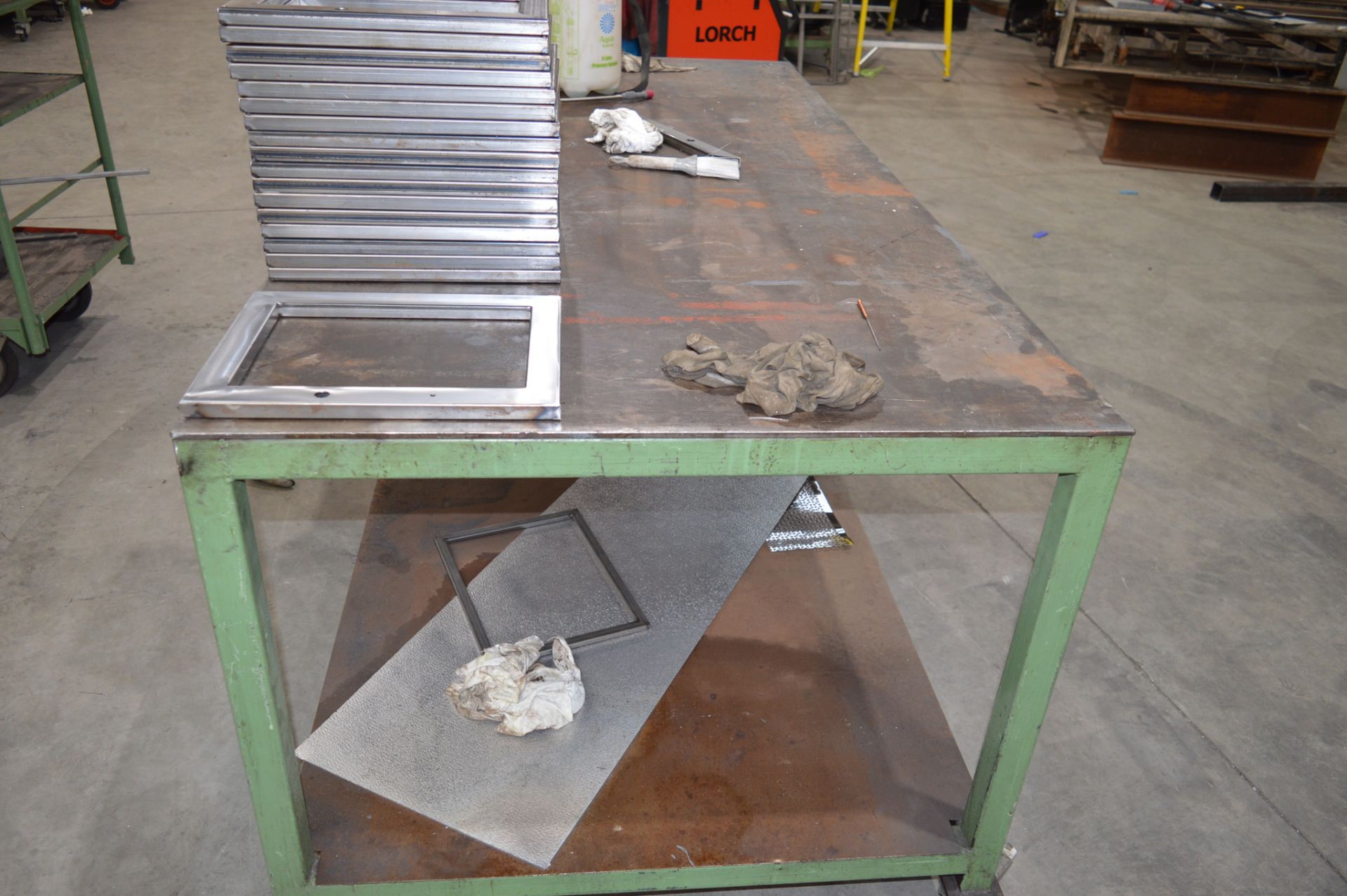 Fabricated steel mobile work bench Approx. 2000mm x 1000mm x 910mm high ** Not including - Image 2 of 2