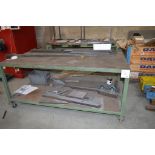 Fabricated steel mobile work bench Approx. 2000mm x 990mm x 900mm high ** Not including contents **