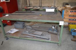 Fabricated steel mobile work bench Approx. 2000mm x 990mm x 900mm high ** Not including contents **