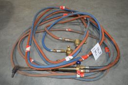 Oxy acetylene gas cutting set c/w torch, regulators and hoses