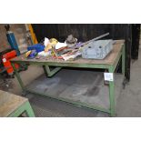 Fabricated steel mobile work bench Approx. 2000mm x 1080mm x 915mm high ** Not including