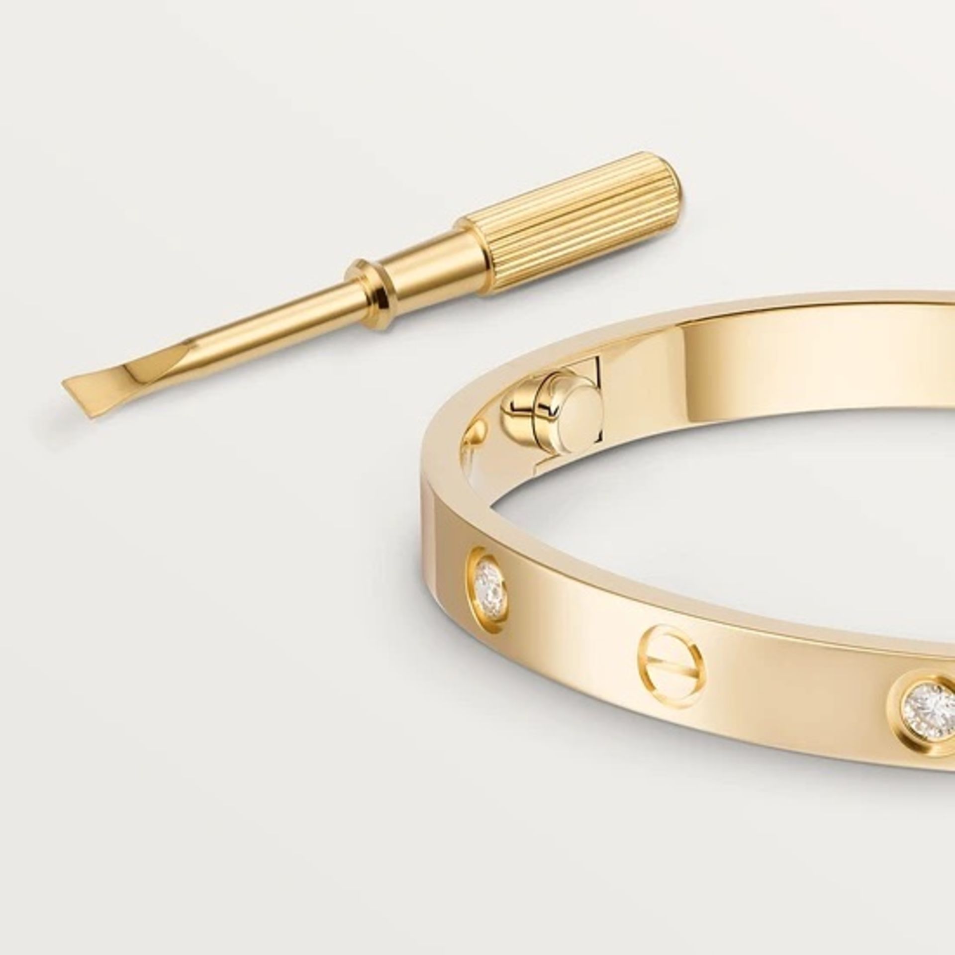 Cartier - Love Bracelet, 4 Diamonds-18ct Yellow Gold - Round Brilliant Cut Diamonds -16cm- Brand New - Image 6 of 7