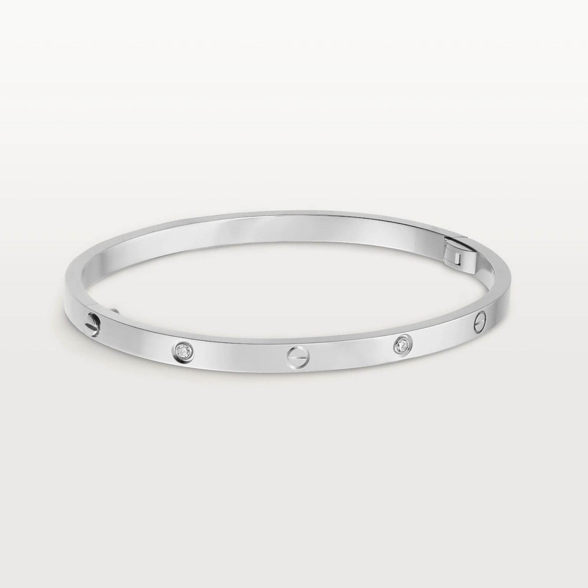 Cartier - Love Bracelet, Six Diamonds-18ct White Gold - Round Brilliant Cut Diamonds-17cm- Brand New