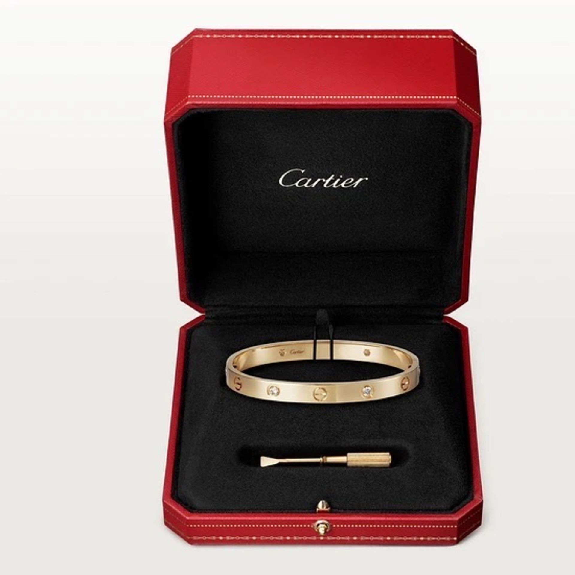 Cartier - Love Bracelet, 4 Diamonds-18ct Yellow Gold - Round Brilliant Cut Diamonds -16cm- Brand New - Image 7 of 7