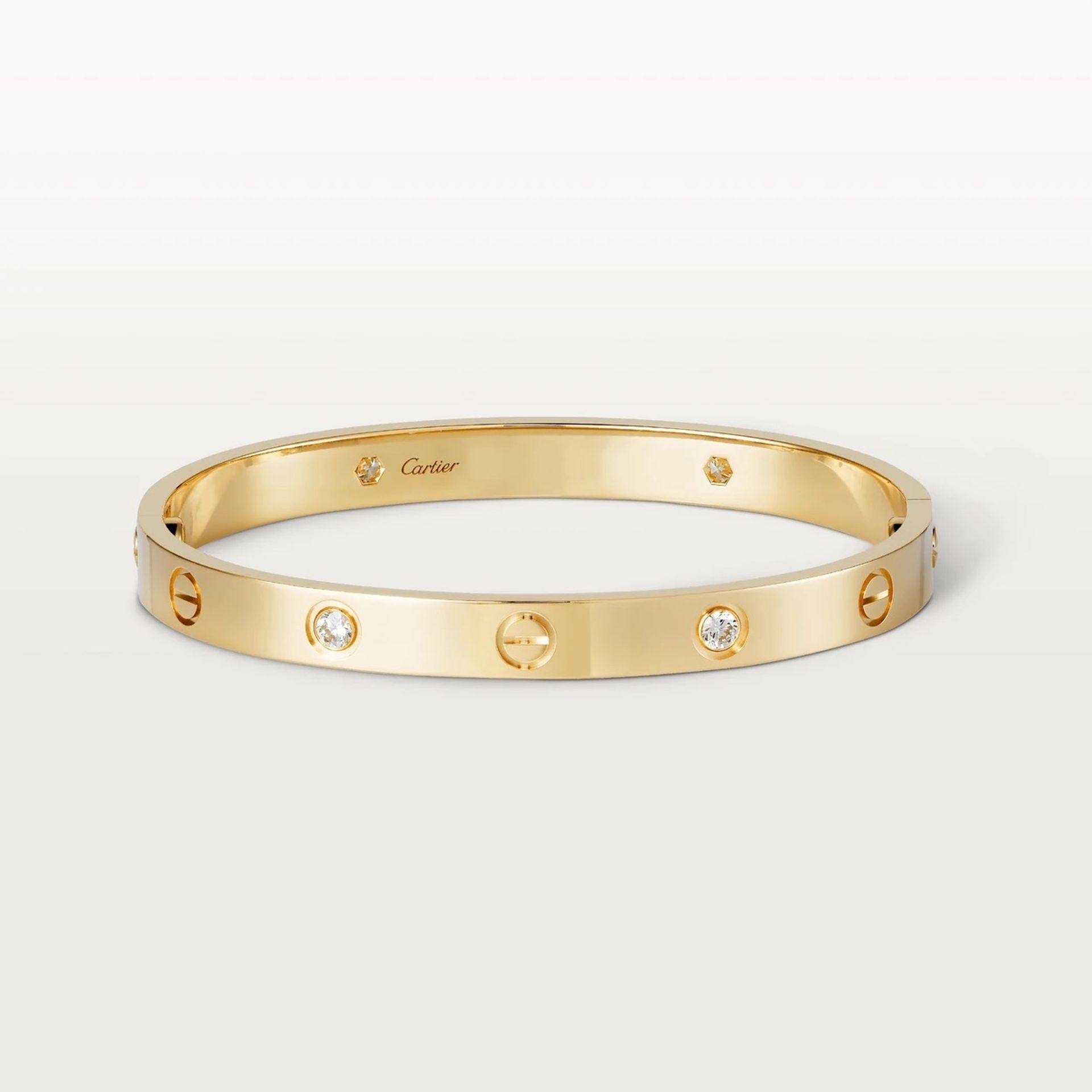 Cartier - Love Bracelet, 4 Diamonds-18ct Yellow Gold - Round Brilliant Cut Diamonds -16cm- Brand New