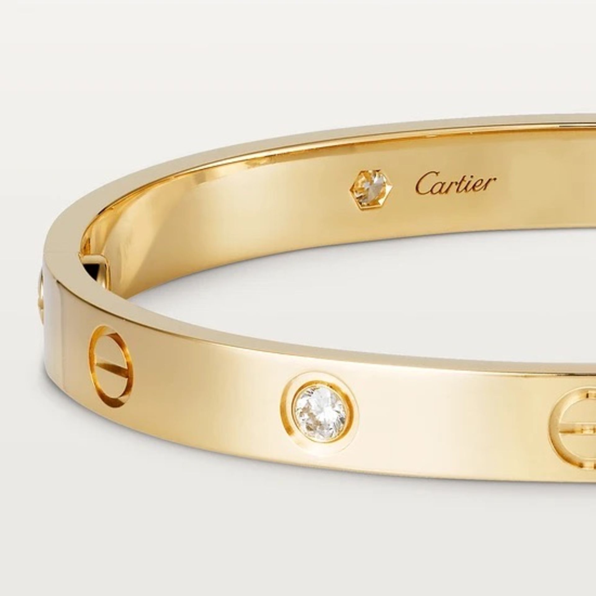 Cartier - Love Bracelet, 4 Diamonds-18ct Yellow Gold - Round Brilliant Cut Diamonds -16cm- Brand New - Image 2 of 7