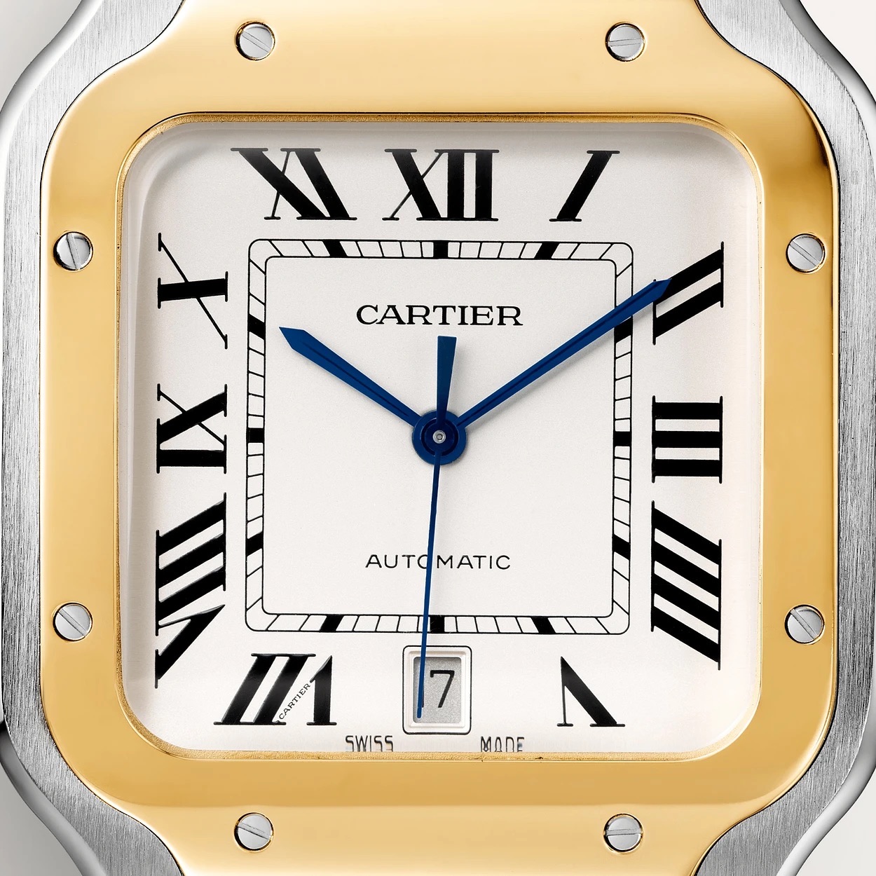 Cartier Santos De Cartier Large Model - Automatic Movement - Yellow Gold Stainless Steel White Dial - Bild 3 aus 12