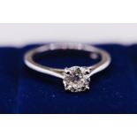 GIA 1.00 Carat Round Brilliant Cut Natural H VVS1 Diamond Ring - Set In A 18ct White Gold Band