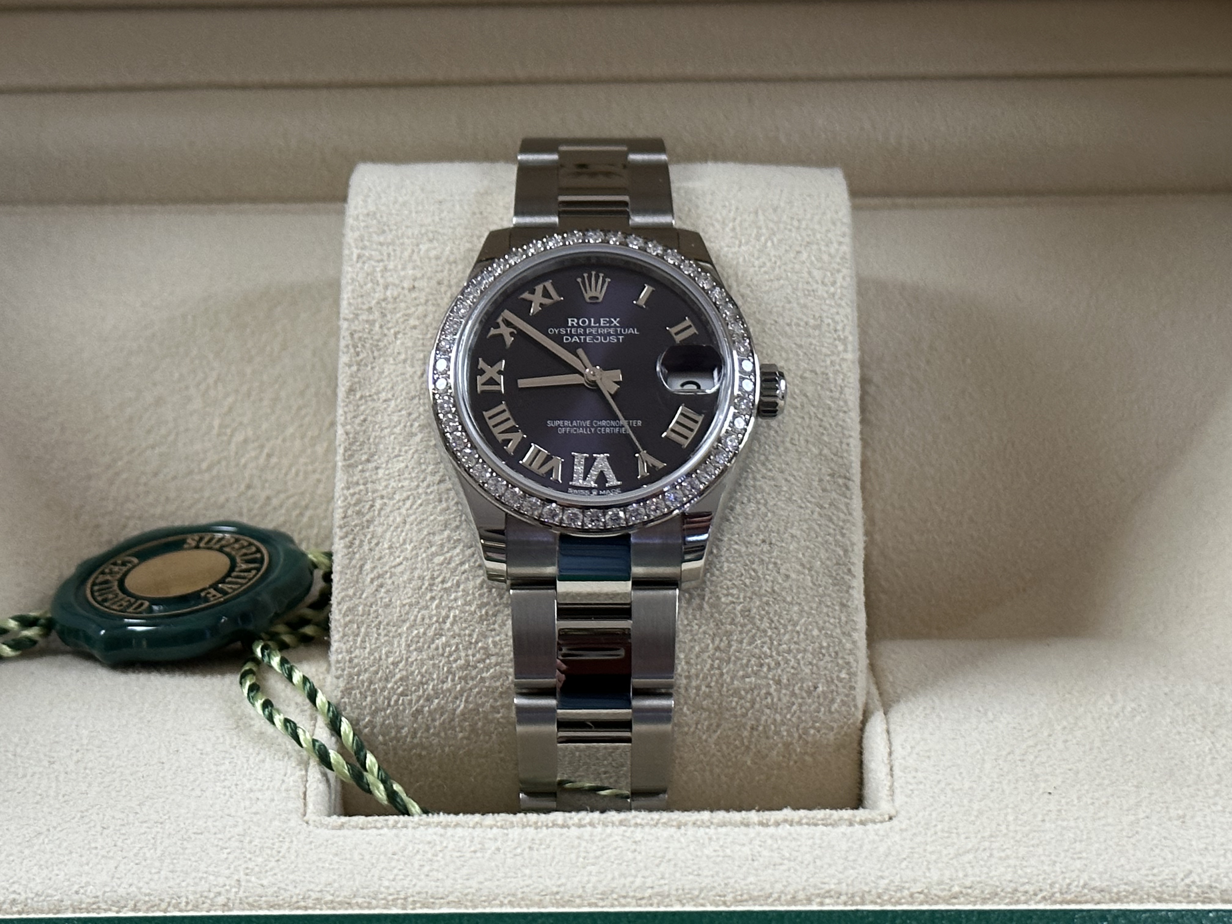 Rolex Oyster Perpetual DateJust 31mm OysterSteel & White Gold Aubergine Diamond Dial - Diamond Bezel - Bild 3 aus 13