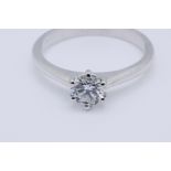 ** ON SALE **Round Brilliant cut Diamond 0.65 Carat F Colour VS1 Clarity Set in 18kt White Gold Ring