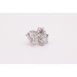 Round Brilliant Cut 2.10 Carat Diamond Earrings Set in 18kt White Gold - E Colour VS1 Clarity