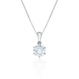 Round Brilliant Cut Diamond 0.80 Carat D Colour VVS2 Clarity - Necklace Pendant - 18kt White Gold