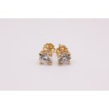 ** ON SALE ** Round Brilliant Cut 2.08 Carat Diamond Earrings Set in 18kt Yellow Gold - F Colour