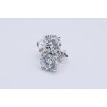 Round Brilliant Cut 3.11 Carat Diamond Earrings Set in 18kt White Gold - F Colour VVS Clarity - IGI