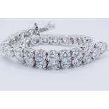 Round Brilliant Cut 18 Carat Diamond Tennis Bracelet D Colour VVS Clarity - 18Kt White Gold - IGI