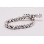 Round Brilliant Cut 22 Carat Diamond Tennis Bracelet D-E Colour VVS Clarity - 18Kt White Gold - IGI