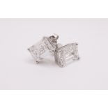 Emerald Cut 9.83 Carat 18kt White Gold Diamond Earrings E Colour VVS2 Clarity - IGI