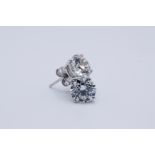 ** ON SALE ** Round Brilliant Cut 5.14 Carat Diamond Earrings Set in 18kt White Gold - F Colour