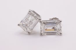 ** ON SALE ** Emerald Cut 9.83 Carat 18kt White Gold Diamond Earrings E Colour VVS2 Clarity - IGI