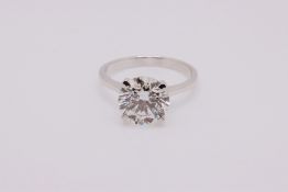 ** ON SALE **Round Brilliant Cut 3.05 Carat Solitaire 18Kt White Gold Diamond Ring