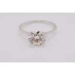 ** ON SALE **Round Brilliant Cut 2.02 Carat Solitaire 18Kt White Gold Diamond Ring H Colour