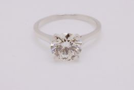 ** ON SALE **Round Brilliant Cut 2.02 Carat Solitaire 18Kt White Gold Diamond Ring H Colour