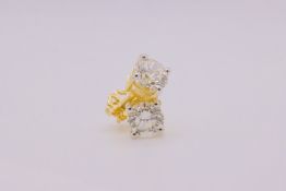 ** ON SALE **Round Brilliant Cut 2.15 Carat Diamond Earrings Set in 18kt Yellow Gold