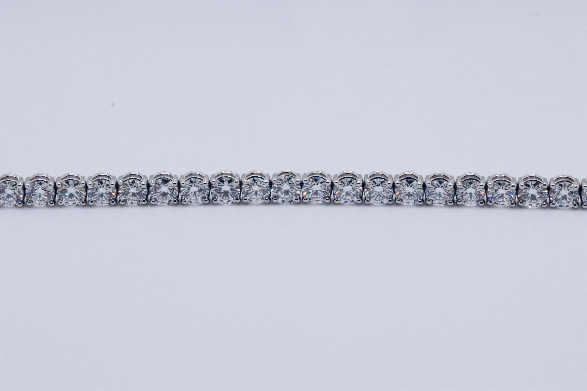 Round Brilliant Cut 14 Carat Diamond Tennis Bracelet D Colour VVS Clarity - 18Kt White Gold - IGI - Bild 13 aus 36
