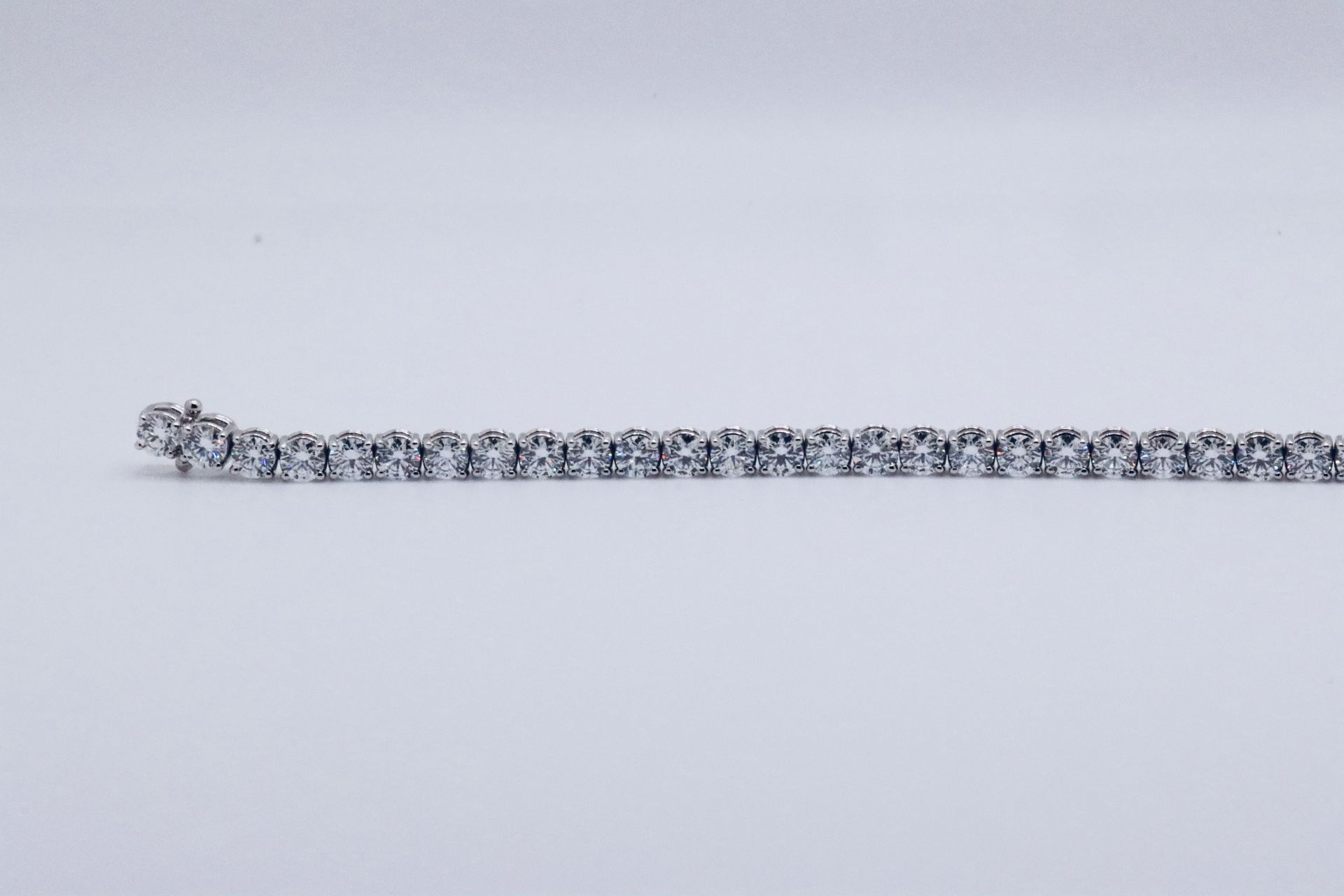 Round Brilliant Cut 14 Carat Diamond Tennis Bracelet D Colour VVS Clarity - 18Kt White Gold - IGI - Bild 19 aus 36