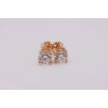 Round Brilliant Cut 2.10 Carat Diamond Earrings Set in 18kt Rose Gold - E Colour VVS Clarity