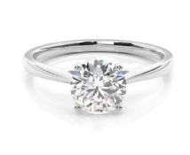 Round Brilliant Cut Natural Diamond Ring 1.00 Carat H Colour VS2 Clarity EX VG - IGI