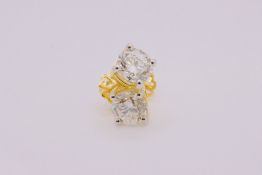 Brilliant Cut 2.15 Carat Diamond Earrings Set in 18kt Yellow Gold - F Colour VVS Clarity
