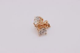 ** ON SALE ** Round Brilliant Cut 2.10 Carat Diamond Earrings Set in 18kt Rose Gold - E Colour