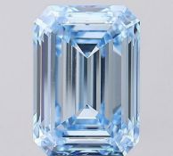 Emerald Cut Diamond Fancy Blue Colour VS2 Clarity 5.42 Carat EX EX - LG576360500 - IGI
