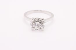 **ON SALE**Round Brilliant Cut 2.50 Carat Diamond 18Kt White Gold Ring G Colour VS2 Clarity EX EX