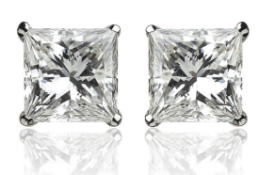 Princess Cut 4.16 Carat Diamond Earrings Set in 18kt White Gold - E Colour VVS2 Clarity - IGI
