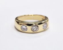 Three Round Brilliant Cut Diamonds 1.00 Carat F-G Colour SI-VS Clarity 18kt Gold Trilogy Ring