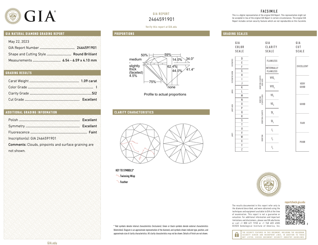 Round Brilliant Cut Natural Diamond Ring 1.09 Carat I Colour SI2 Clarity EX EX EX - GIA - Image 9 of 10